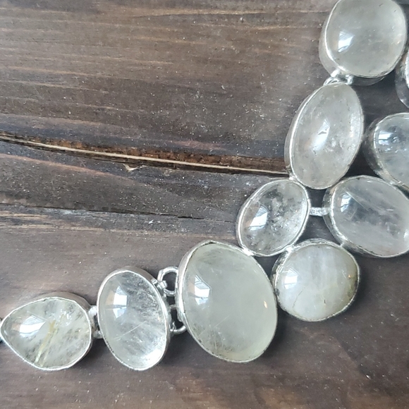 New Oversized Golden Rutile 925 Silver Statement Necklace. - Picture 13 of 16